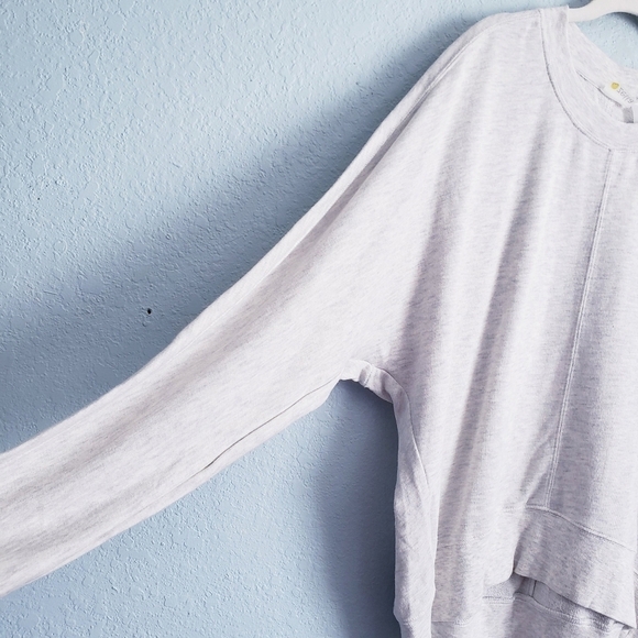 Zella Carey Crewneck High/Low Sweatshirt In Heathered White - Picture 3 of 8